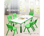 120x60cm Kids Green Whiteboard Drawing Activity Table & 6 Green Chairs Set