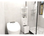 120CM Bathroom Storage Utility Cabinet Reversible Shelf Toilet Paper Roll Holder Rubbish Bin