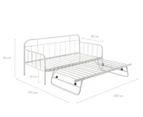 Metal Daybed Pop Up Trundle Sofa Bed Frame Single Size White