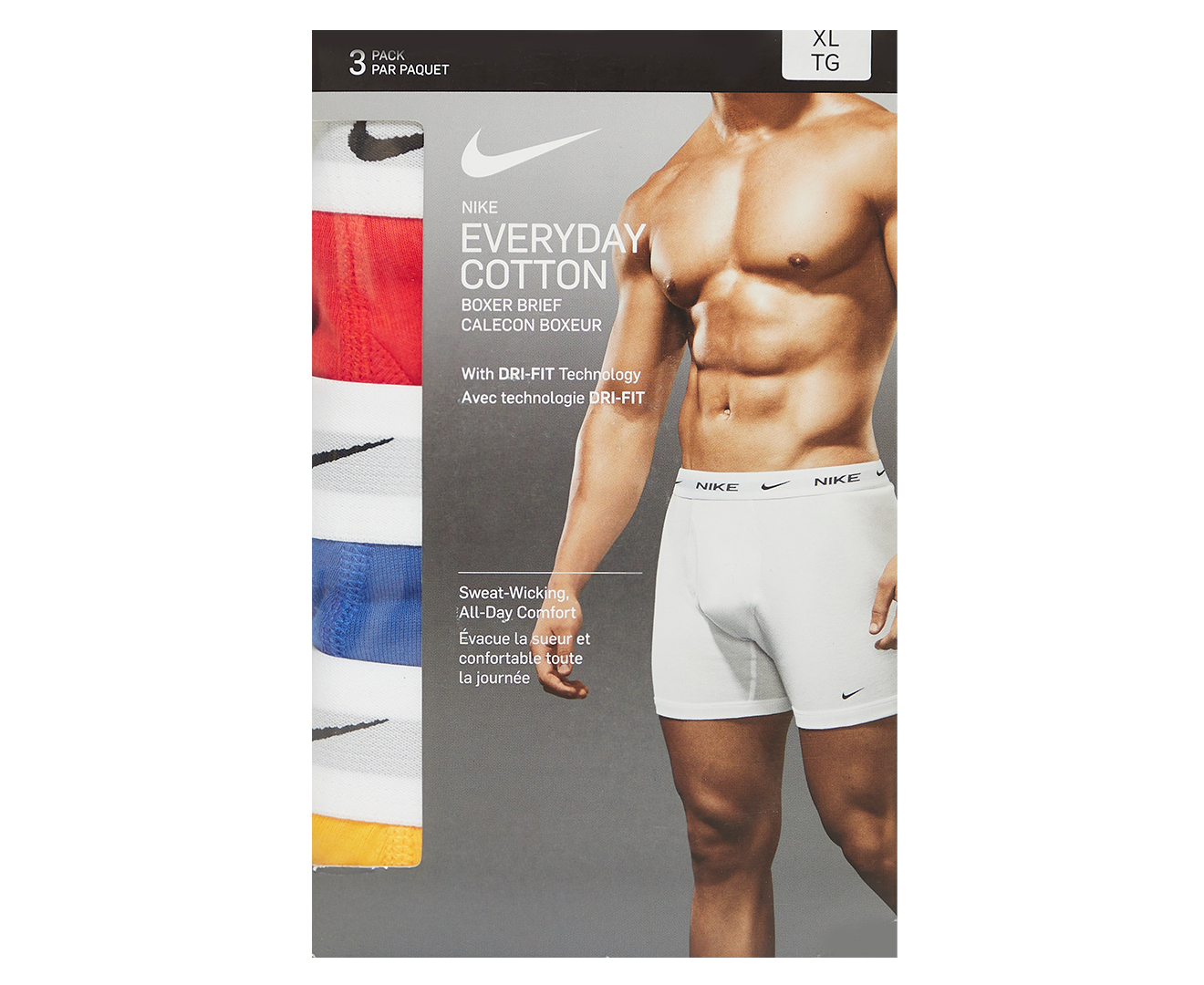 Nike Men's Everyday Cotton Boxer Briefs 3-Pack - Chile Red/Multi