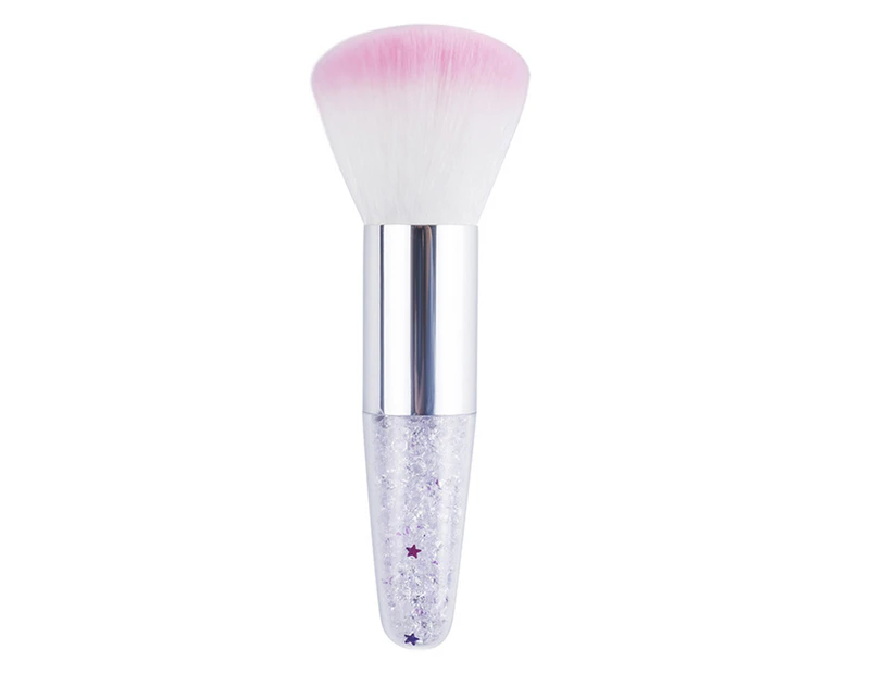 Blush Makeup Brush Reusable Multicolor Small Chubby Transparent Handle Faux Crystal Particles Cosmetic Brush for Women -Pink