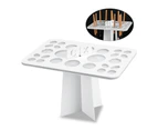 Makeup Brush Holder Hollow Design High Stability Lightweight Brush Drying Rack Organizer Shelf Stand Tool for Salon-White