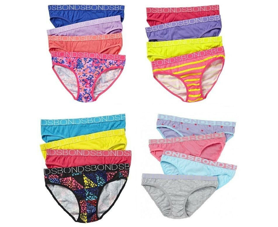 New Bonds Girls Bulk 8 Pairs Underwear Kids Girl Brief Briefs Undies Cotton  - Mixed Colours