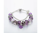 Pandora Inspired Full Set Beaded Charm Bracelet - Purple