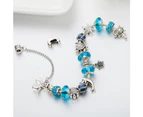 Pandora Inspired Full Set Beaded Charm Bracelet - Blue