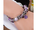 Pandora Inspired Full Set Beaded Charm Bracelet - Purple