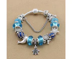 Pandora Inspired Full Set Beaded Charm Bracelet - Blue