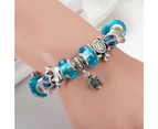 Pandora Inspired Full Set Beaded Charm Bracelet - Blue