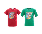 Kids Boys Girls Christmas Xmas T Shirt Tree 100% Cotton [Design: Surfing Santa-Red]