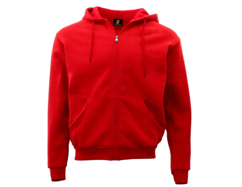 FIL Adult Unisex Men's Zip Up Hoodie w Fleece Hooded Jacket Jumper Basic Blank Plain - Red