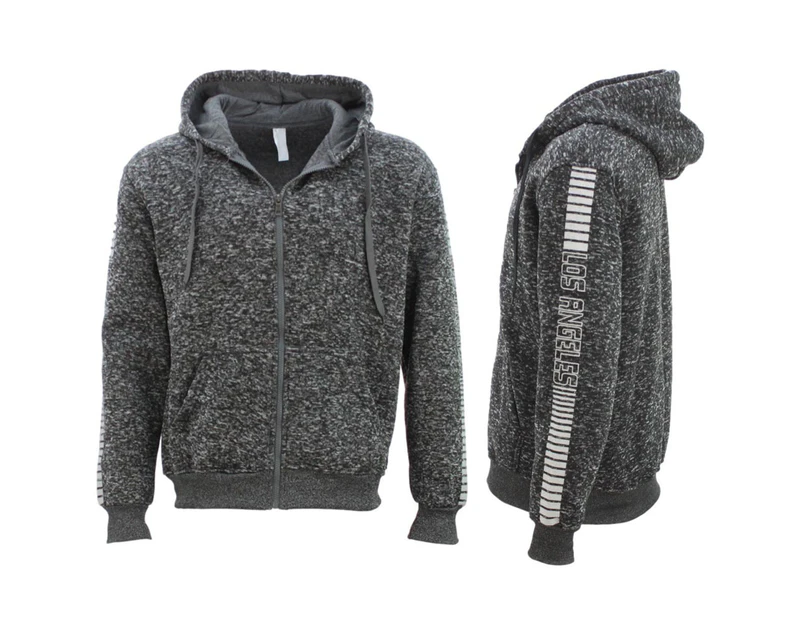 FIL Adult Unisex Hoodie Pullover Hooded Top Sweater Pockets Marle - Los Angeles - Dark Grey Marle