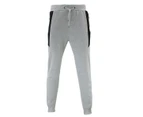 FIL Men's Unisex Fleece Jogger Track Pants Black Zipped Pockets Cuffed Trousers - Light Grey