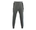FIL Men's Unisex Jogger Track Pants Casual Black Zipped Pockets Cuffed Trousers - Light  Grey