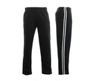 FIL Men's Fleece Lined Track Pants with Zip Pocket Striped Casual Track Suit Pants - Black with White Stripes