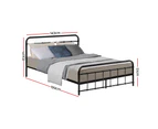 Metal Bed Frame Double Size Platform Foundation Mattress Base Leo Black