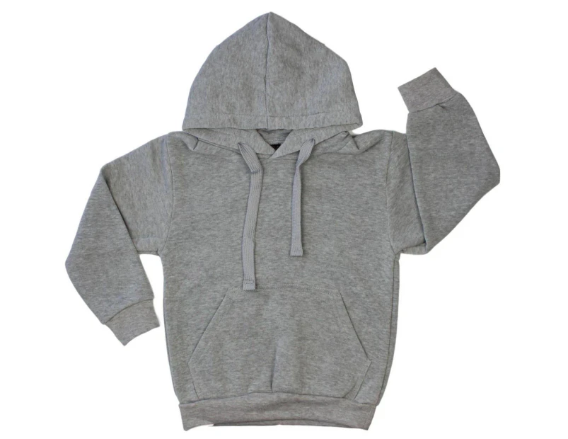Kids Hoodie Jumper Pullover Basic  School Uniform Plain Casual Sweatshirt - Grey