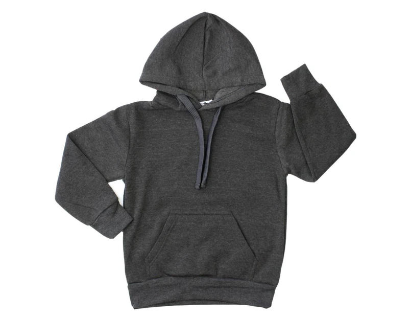 Kids Hoodie Jumper Pullover Basic  School Uniform Plain Casual Sweatshirt - Dark Grey