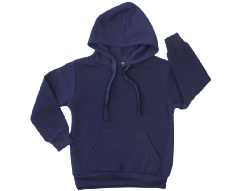 Kids Hoodie Jumper Pullover Basic  School Uniform Plain Casual Sweatshirt - Navy