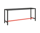 vidaXL Work Bench Frame Matte Black and Matte Red 190x50x79 cm Metal