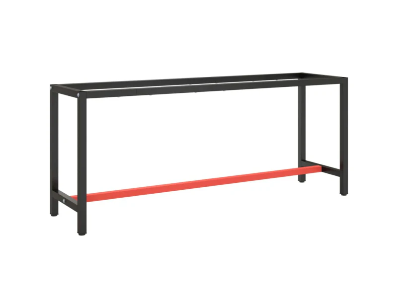 vidaXL Work Bench Frame Matte Black and Matte Red 190x50x79 cm Metal