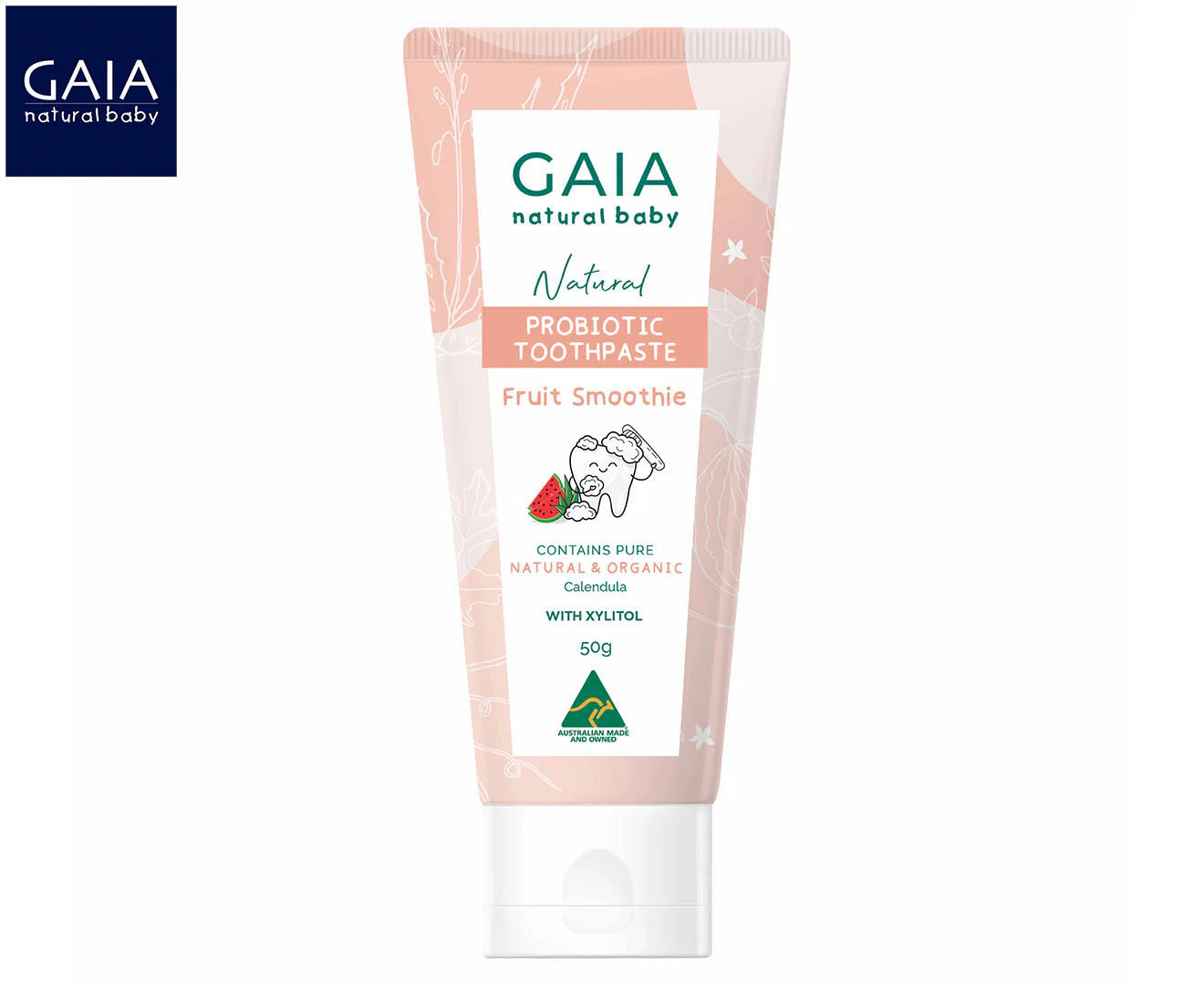 Gaia Natural Baby Fruit Smoothie Probiotic Fluoride Free Oral Toothpaste 50g 6m+