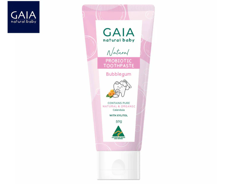 Gaia Natural Baby Oral Care Bubblegum Probiotic Fluoride Free Toothpaste 50g 6m+