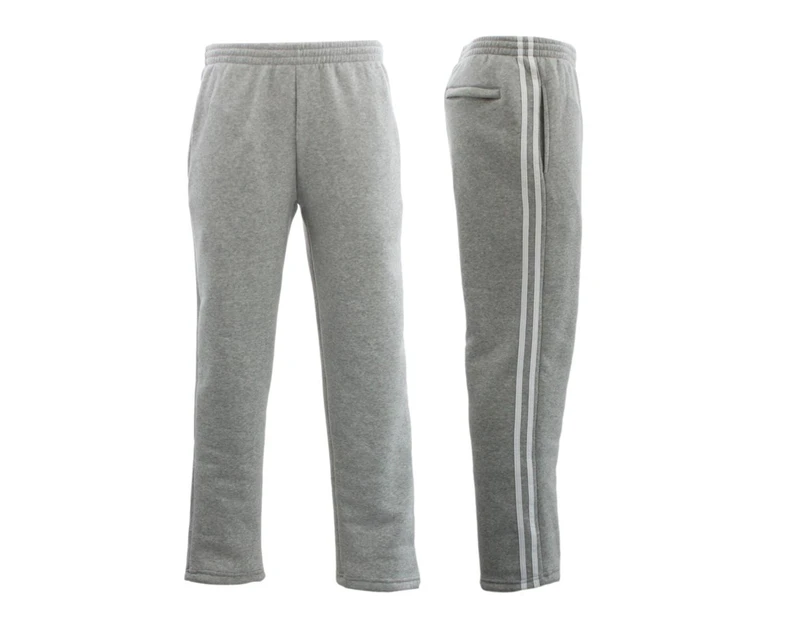 Men's Fleece Lined Track Pants Track Suit Pants Striped Casual w Zip Pocket