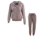 FIL Women's Velvet Fleece Zip Hoodie 2pc Set Loungewear - Paris/Dusty Pink