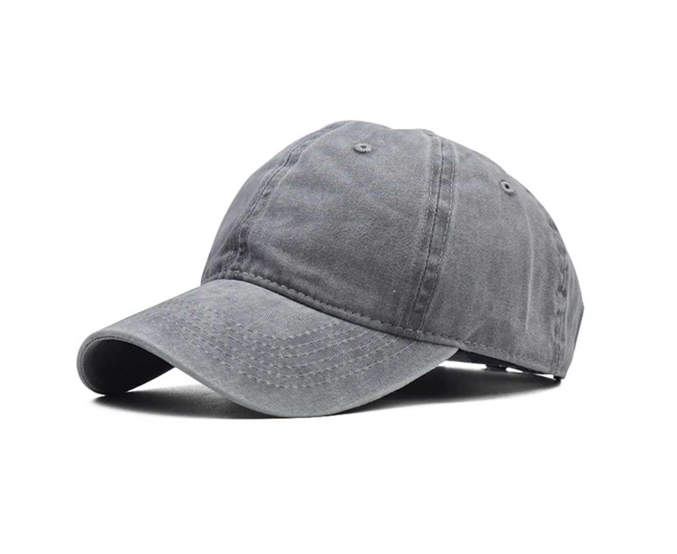 Men Plain Washed Cap Casual Cotton Adjustable Baseball Cap Hat Light Gray