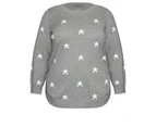 Autograph Knitwear Long Sleeve Novelty Jumper - Womens - Plus Size Curvy - Grey Star