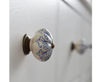 24x Light Blue Vintage Flower Ceramic Cabinet Drawer Knobs - Interior Furniture Cupboard Door Handle - by Nicola Spring