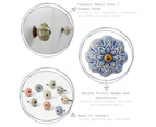 1x Grey/Blue Vintage Flower Ceramic Cabinet Drawer Knob - Interior Furniture Cupboard Door Handle - by Nicola Spring
