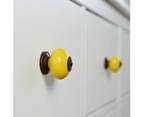 6x Yellow Round Ceramic Cabinet Drawer Knobs - Interior Furniture Cupboard Door Handle - by Nicola Spring 6