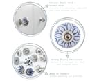 6x Dark Blue Flower Round Floral Ceramic Cabinet Drawer Knobs - Interior Furniture Cupboard Door Handle - by Nicola Spring 2