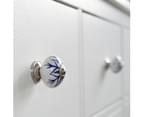 6x Dark Blue Flower Round Floral Ceramic Cabinet Drawer Knobs - Interior Furniture Cupboard Door Handle - by Nicola Spring 6