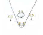 Freshwater White Button Shaped Pearl Two Rocks Jewellery Set 6-8 mm AAAA
