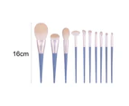 10Pcs/Set Makeup Brushes Skin-friendly Portable Blue Wood Handle Foundation Brushes for Beauty