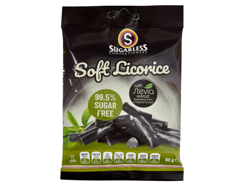 Sugarless Confectionery Soft Licorice Pieces With Stevia 90g