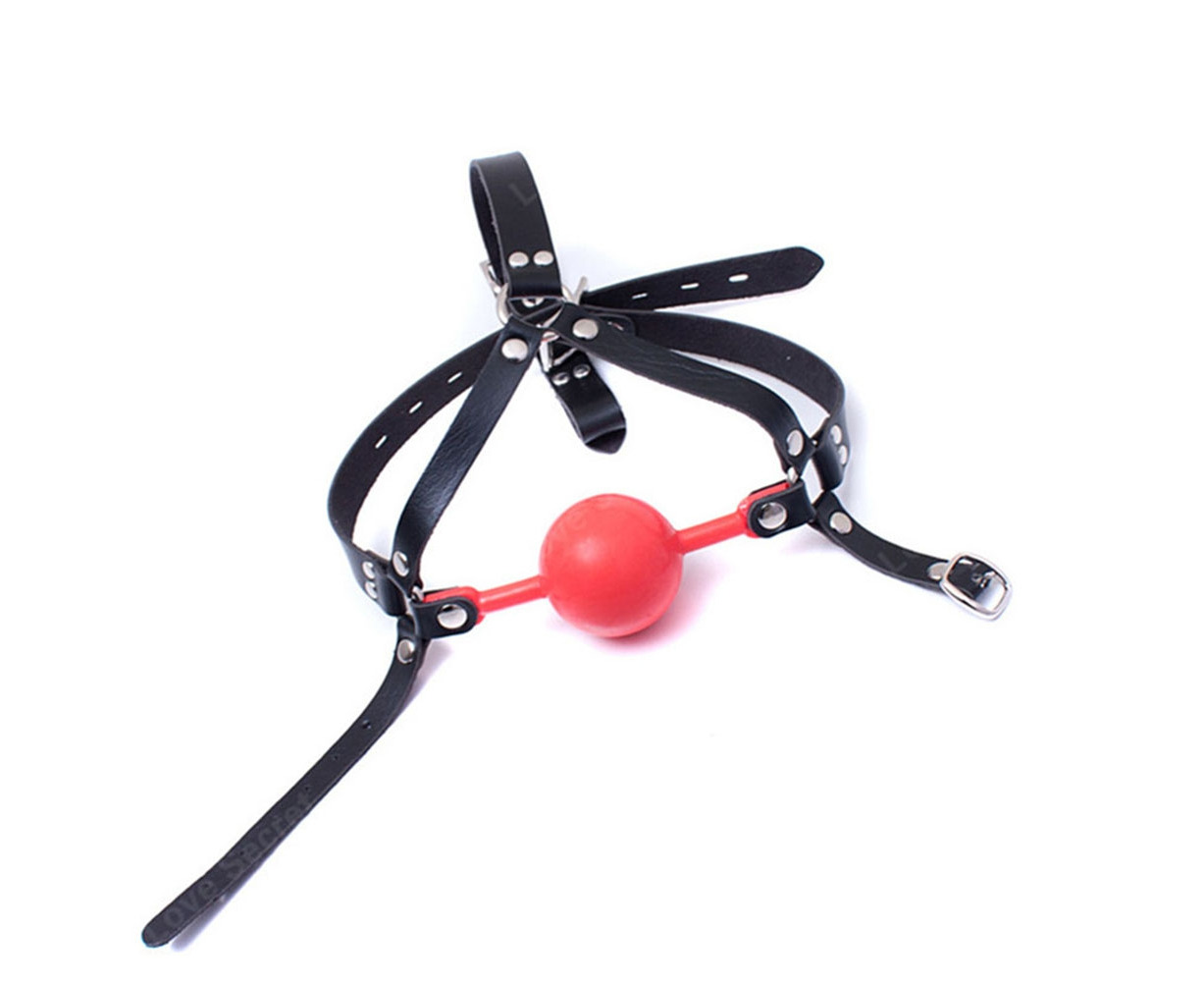 48mm Big Ball Gag Faux Leather Head Harness Mask Opened Mouth Adult Sex Toys Red Au