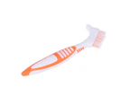 Double Side Denture Toothbrush Ergonomics Handle Plastic Multi Layered Bristles False Teeth Oral Care Brush for Home Use-Orange