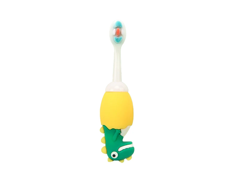 Toddler Toothbrush Comfortable to Use Deep Cleaning Dense Bristle Animal Design Funny Children Toothbrush for Home-Yellow
