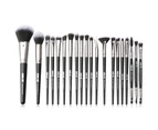 MAANGE 20Pcs Face Highlighter Eyeshadow Powder Blush Soft Brushes Makeup Tool-Black + Silver
