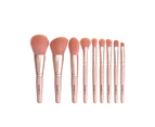 MAANGE 9Pcs Face Foundation Eyeshadow Powder Blush Soft Brushes Makeup Tool Kit-Pink