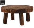 West Avenue 20cm Paulownia Wood Stool - Dark Brown