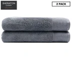 2pc Sheraton Luxury Maison Greenwich Bath Towels 68cm x 137cm Cotton Charcoal