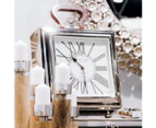 JK EUROPE DANIEL & ASHLEY Medium Desk Clock White Square Face and Wood handle - Nickel