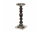 SSH COLLECTION Lucille 30cm Tall Single Candle Holder - Black Timber and Nickel