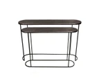 Set of 2 SSH COLLECTION Olivia 99 and 118cm Wide Nesting Oval Console Tables - Black Nickel
