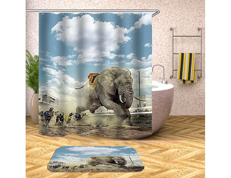 Elephant Hits The Track Shower Curtain
