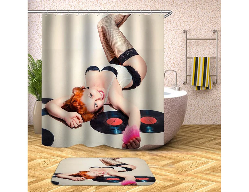 Sexy Records Girl Shower Curtain